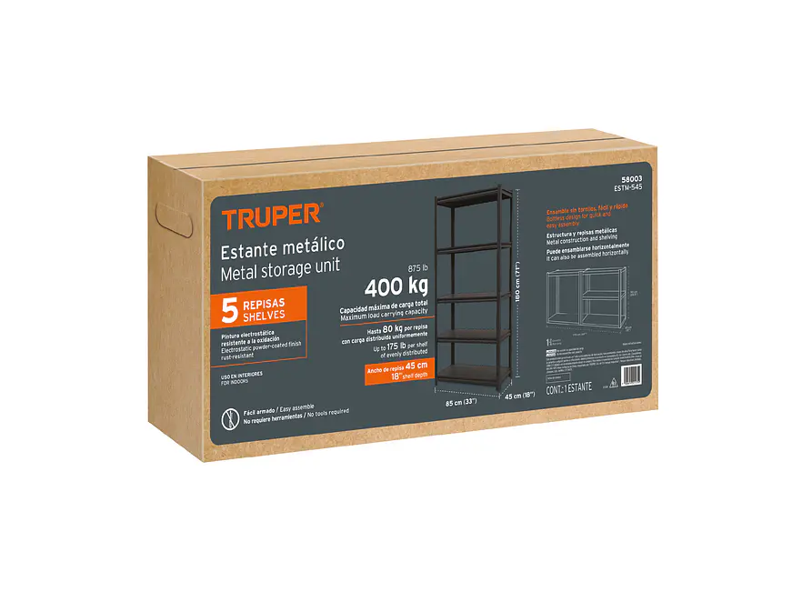 Estante Metálico Truper 58003, 5 Repisas, Capacidad 80 Kg - Foto 5 | aztools.co
