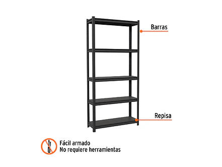 Estante Metálico Truper 58000, 5 Repisas, Capacidad 80 Kg - Foto 2 | aztools.co