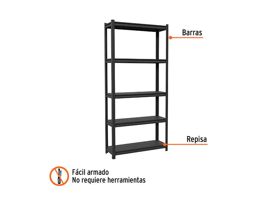 Estante Metálico Truper 58000, 5 Repisas, Capacidad 80 Kg - Foto 2 | aztools.co