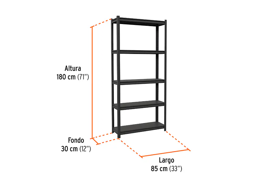 Estante Metálico Truper 58000, 5 Repisas, Capacidad 80 Kg - Foto 3 | aztools.co
