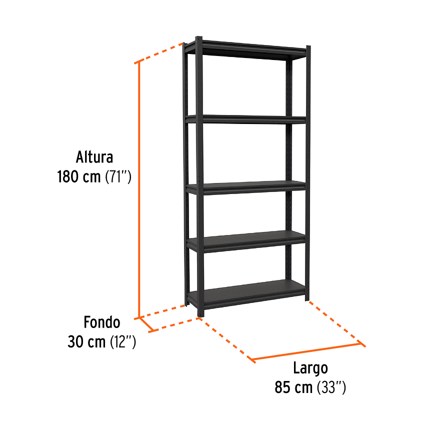 Estante Metálico Truper 58000, 5 Repisas, Capacidad 80 Kg 3