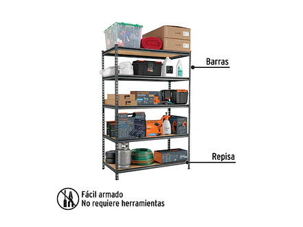Estante metalico Pretul 29024, 5 Repisas, Capacidad 60 Kg - Foto 2 | aztools.co