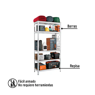 Estante metalico Pretul 29022, 5 Repisas Capacidad 35 Kg 180x40x90 