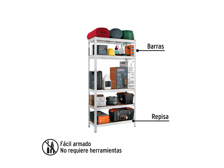Estante metalico Pretul 29022, 5 Repisas Capacidad 35 Kg 180x40x90  - Foto 2 | aztools.co