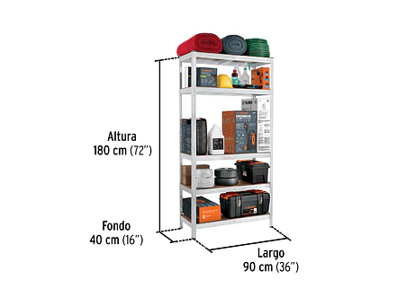 Estante metalico Pretul 29022, 5 Repisas Capacidad 35 Kg 180x40x90  - Foto 3 | aztools.co
