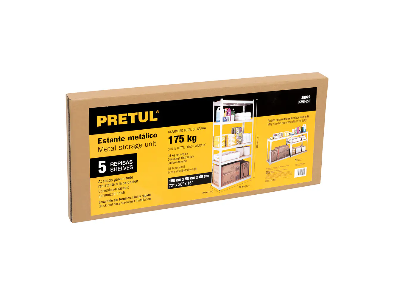 Estante metalico Pretul 29022, 5 Repisas Capacidad 35 Kg 180x40x90  - Foto 5 | aztools.co