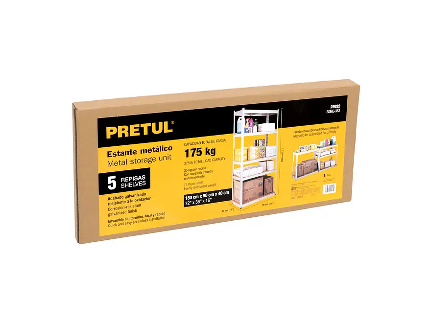 Estante metalico Pretul 29022, 5 Repisas Capacidad 35 Kg 180x40x90  - Foto 5 | aztools.co