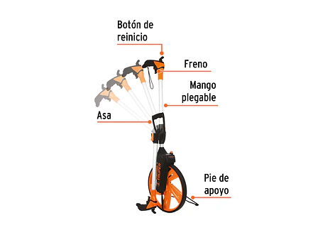 Odómetro con freno Truper 15831, rueda de 12'