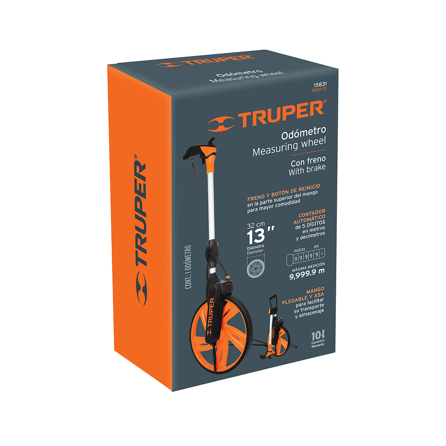 Odómetro con freno Truper 15831, rueda de 12'
