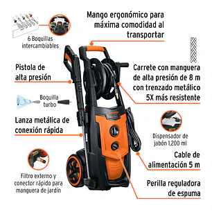 Hidrolavadora Eléctrica Truper 102111, 2000 PSI, con Motor de Inducción