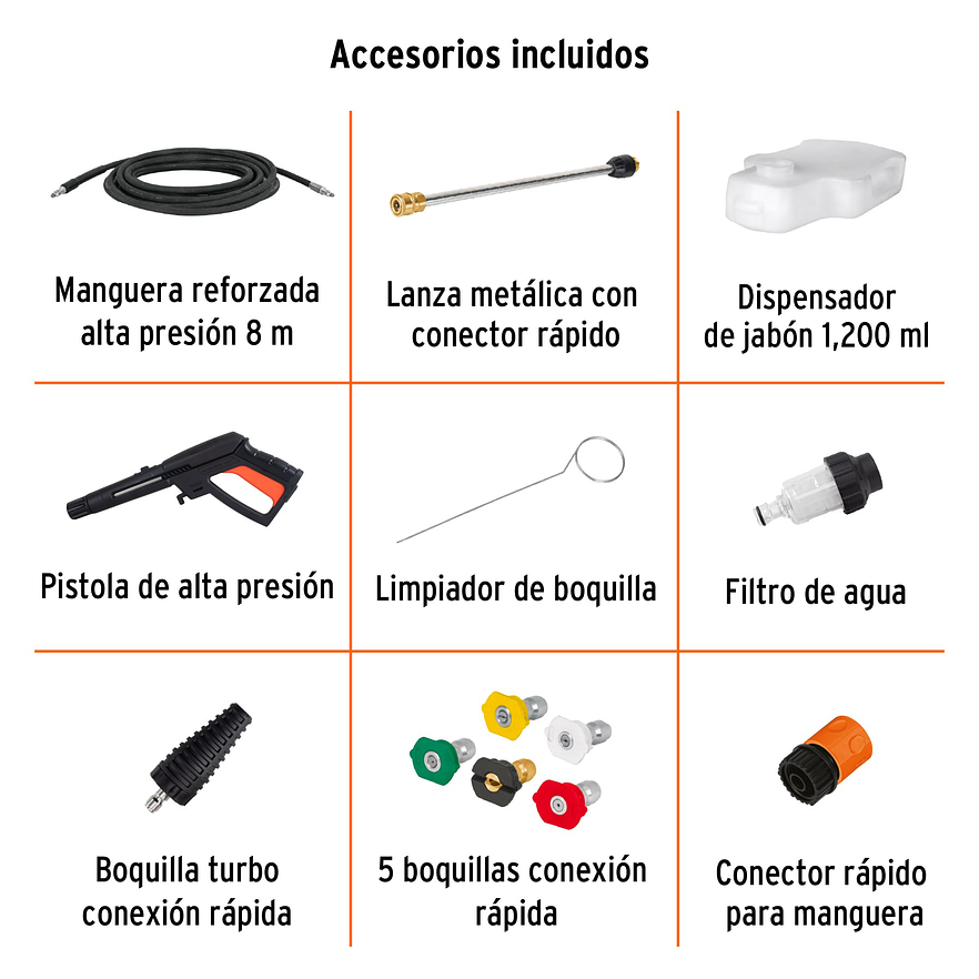 Hidrolavadora Eléctrica Truper 102111, 2000 PSI, con Motor de Inducción 4