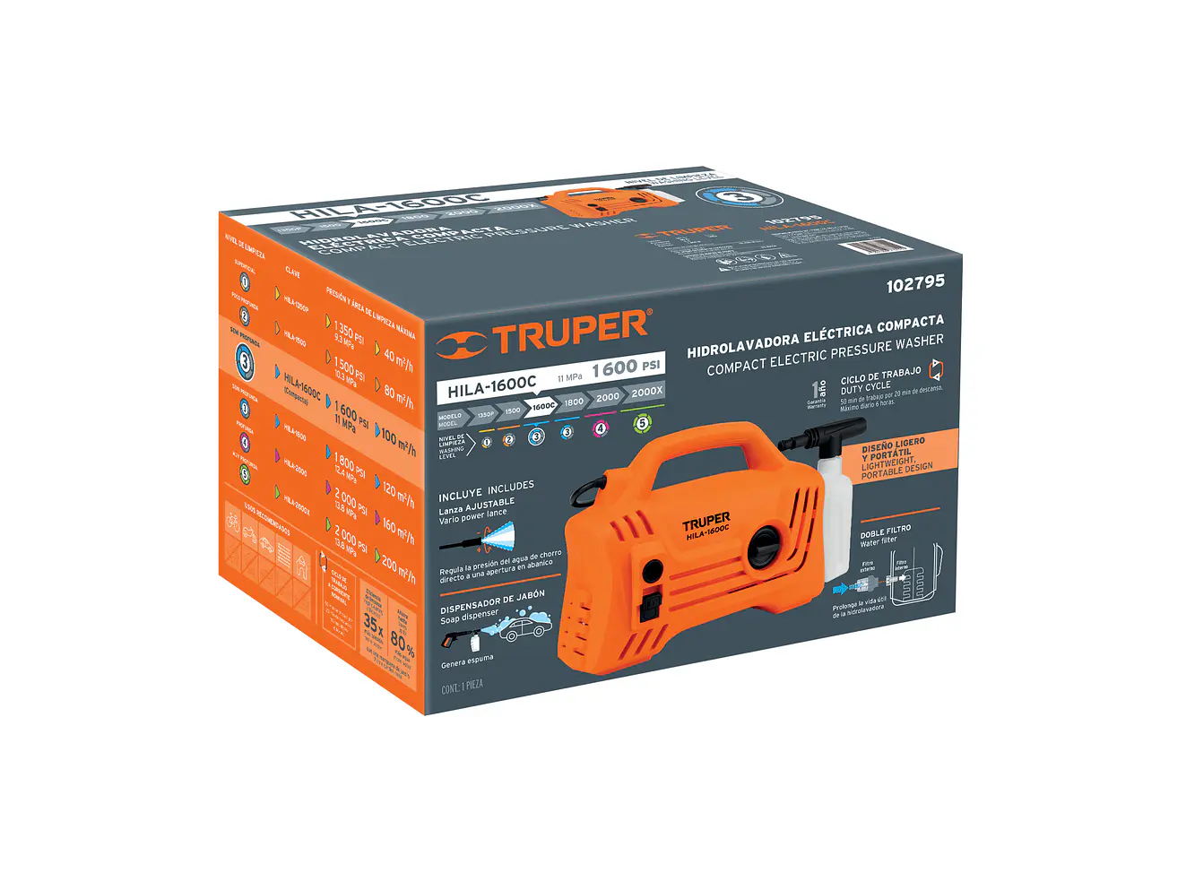 Hidrolavadora eléctrica Truper 102795 compacta 1600 PSI,  - Foto 6 | aztools.co