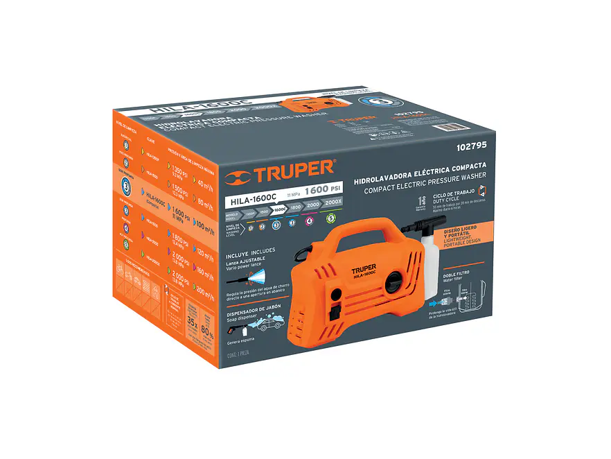 Hidrolavadora eléctrica Truper 102795 compacta 1600 PSI,  - Foto 6 | aztools.co