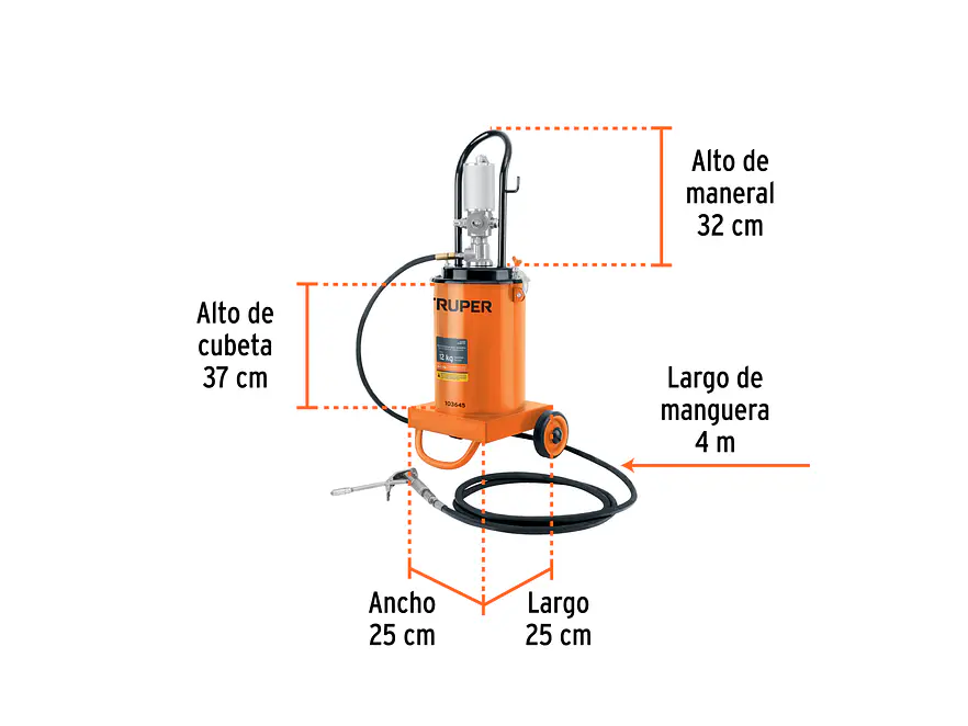 Bomba Inyectora de Grasa Neumática Truper 103645, 12 Kg - Foto 3 | aztools.co