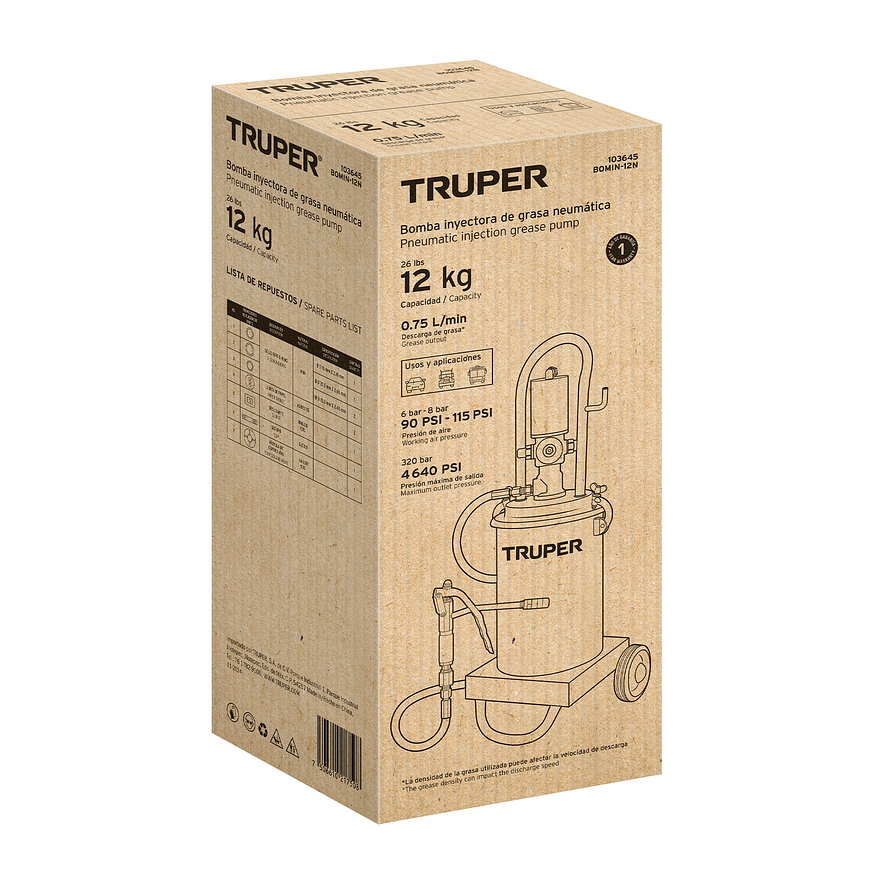 Bomba Inyectora de Grasa Neumática Truper 103645, 12 Kg 5