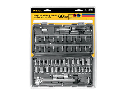 Juego de 60 Herramientas Pretul 26090, 1/4