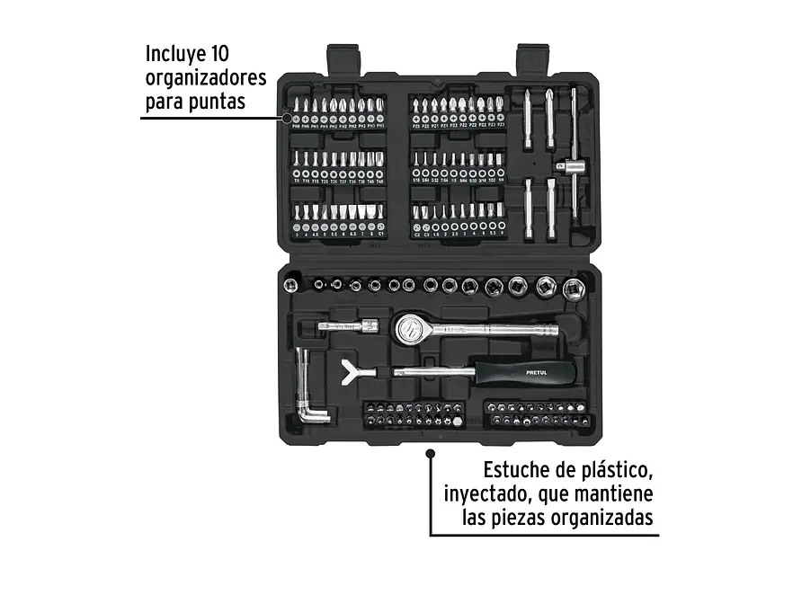 Juego de 130 Herramientas Pretul 26091, 1/4