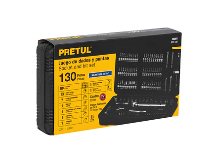 Juego de 130 Herramientas Pretul 26091, 1/4