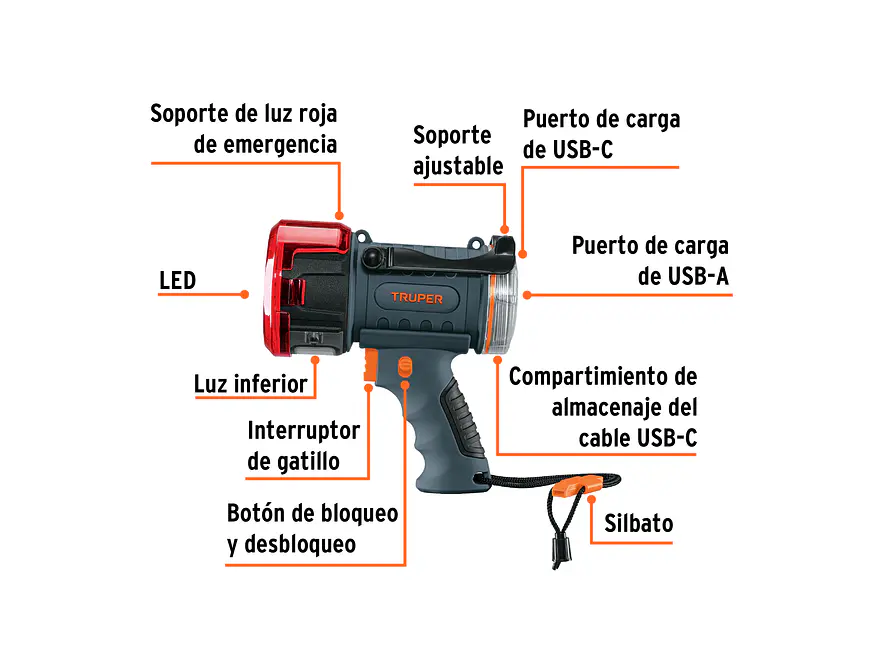 Lámpara Reflectora LED Truper 102418, Recargable, 2000 lm - Foto 2 | aztools.co