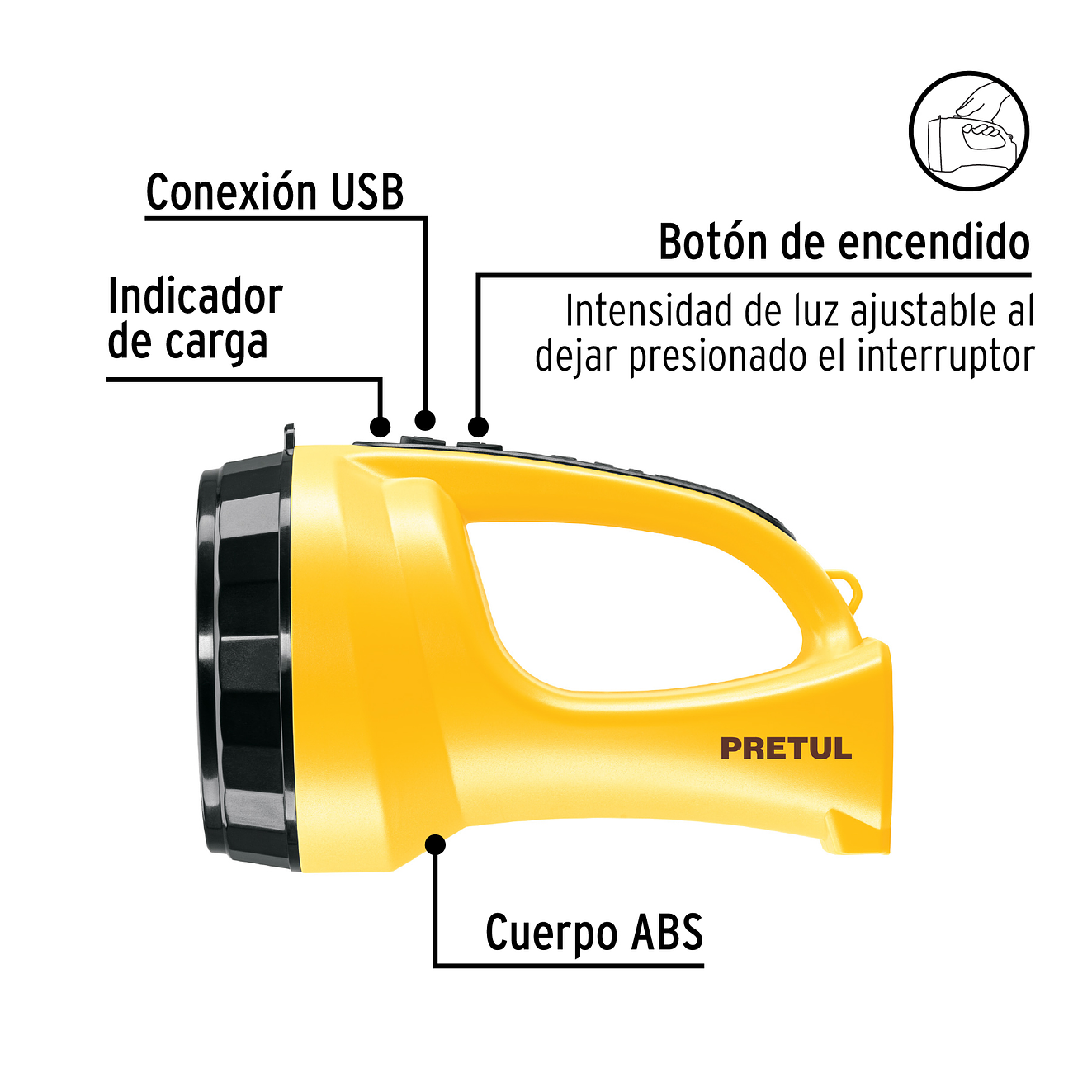 Lámpara reflectora de LEDS Pretul 24091, recargable, 145 lm,  2