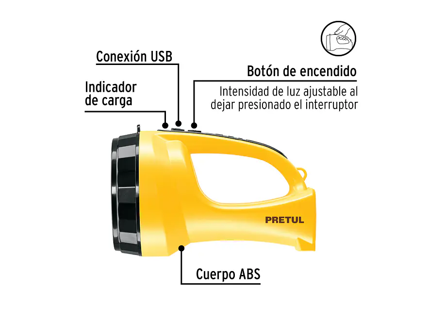 Lámpara reflectora de LEDS Pretul 24091, recargable, 145 lm,  - Foto 2 | aztools.co