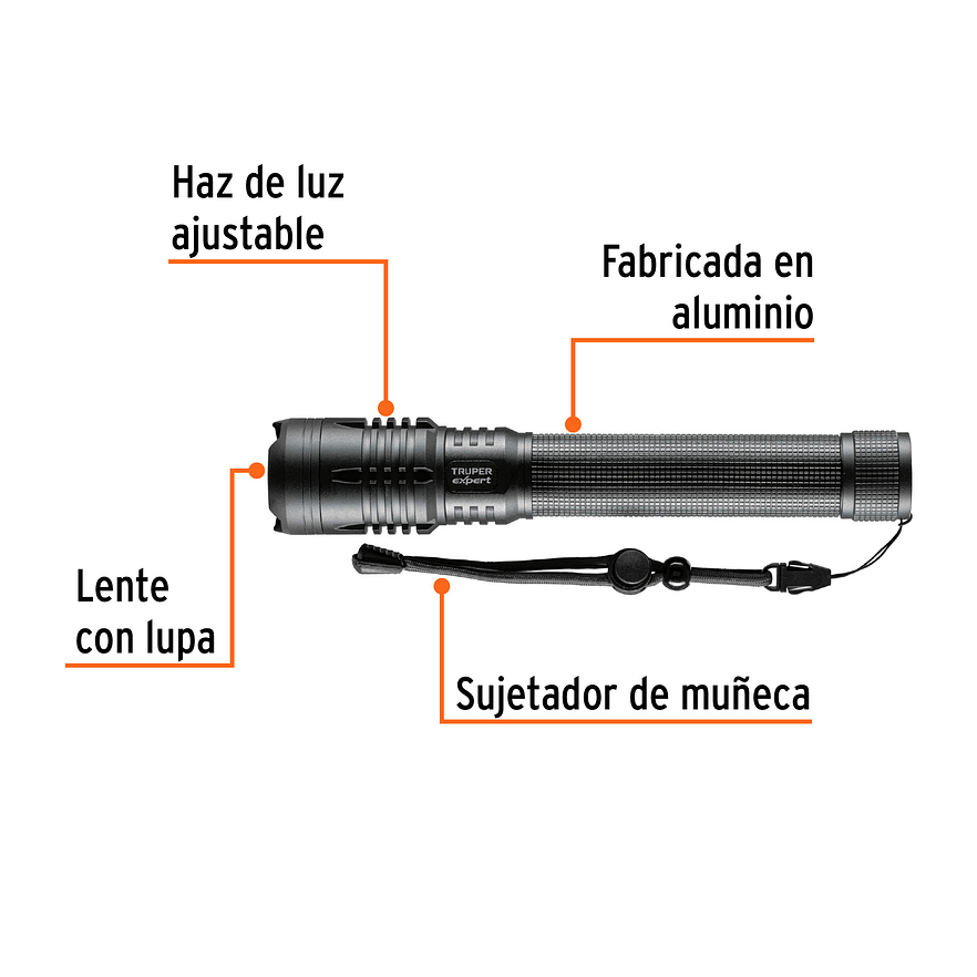 Linterna LED Recargable Truper 16779, de Aluminio, 2,000 lm 2
