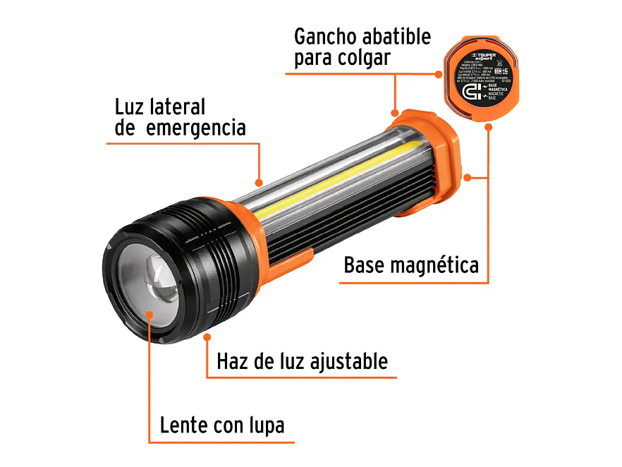 Linterna Recargable Truper 13415, con Luz de Emergencia, 480 lm - Foto 4 | aztools.co
