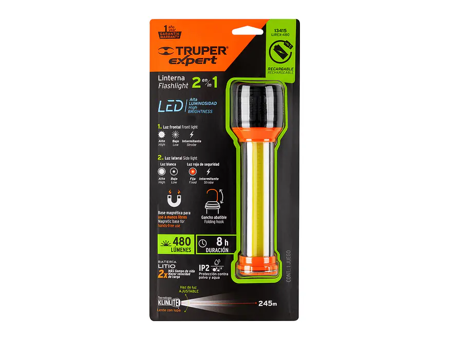Linterna Recargable Truper 13415, con Luz de Emergencia, 480 lm - Foto 8 | aztools.co