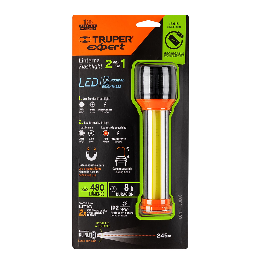 Linterna Recargable Truper 13415, con Luz de Emergencia, 480 lm 8