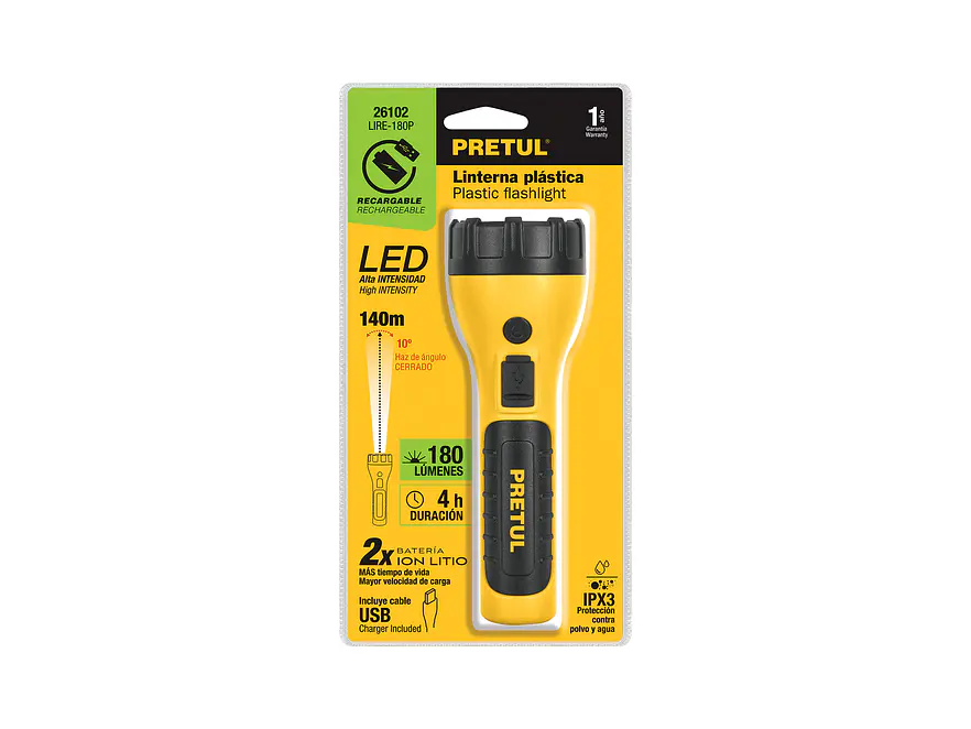 Linterna Plástica de LED Pretul 26102, Recargable, 180 lm - Foto 7 | aztools.co