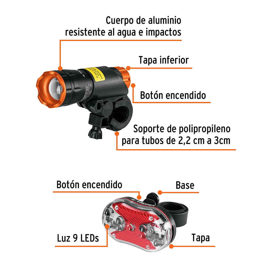 Juego de Luces para Bicicleta Truper 16798 3