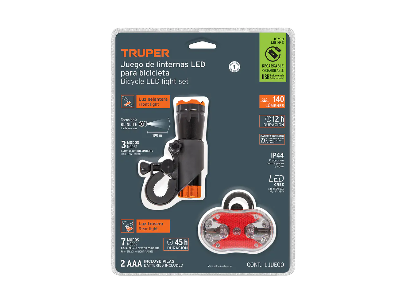 Juego de Luces para Bicicleta Truper 16798 - Foto 6 | aztools.co