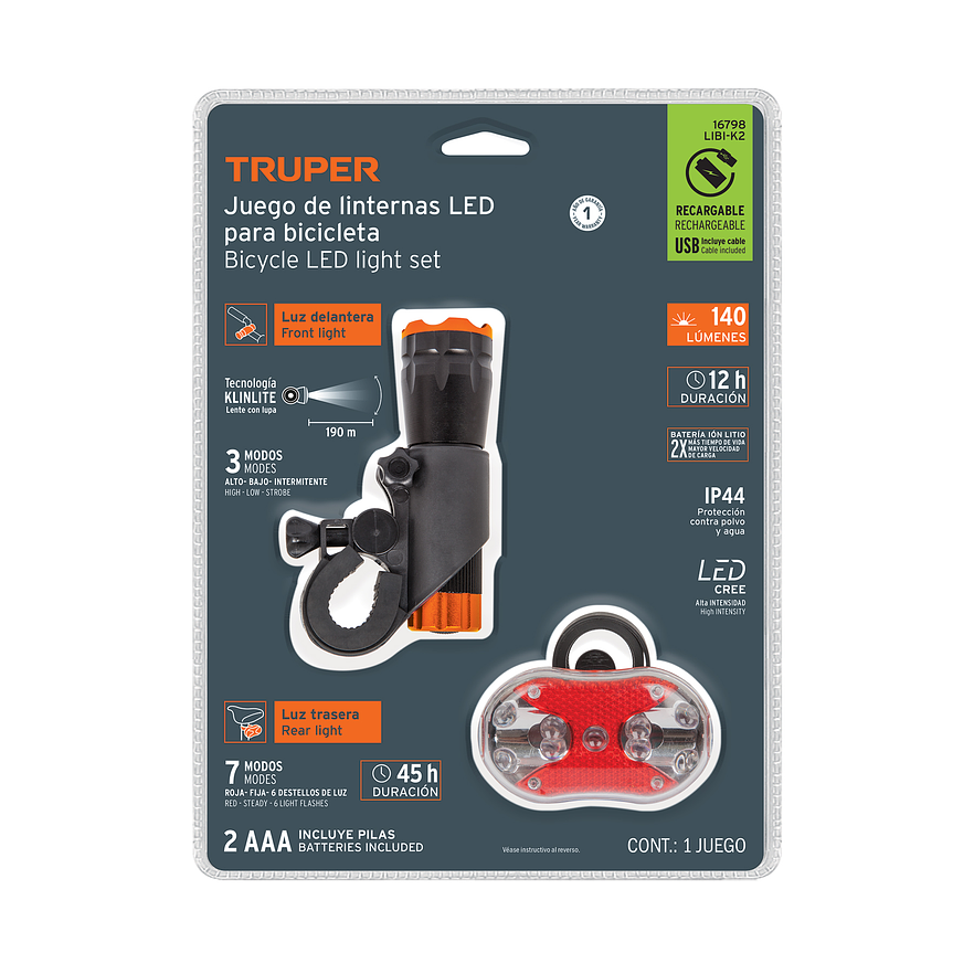 Juego de Luces para Bicicleta Truper 16798 6
