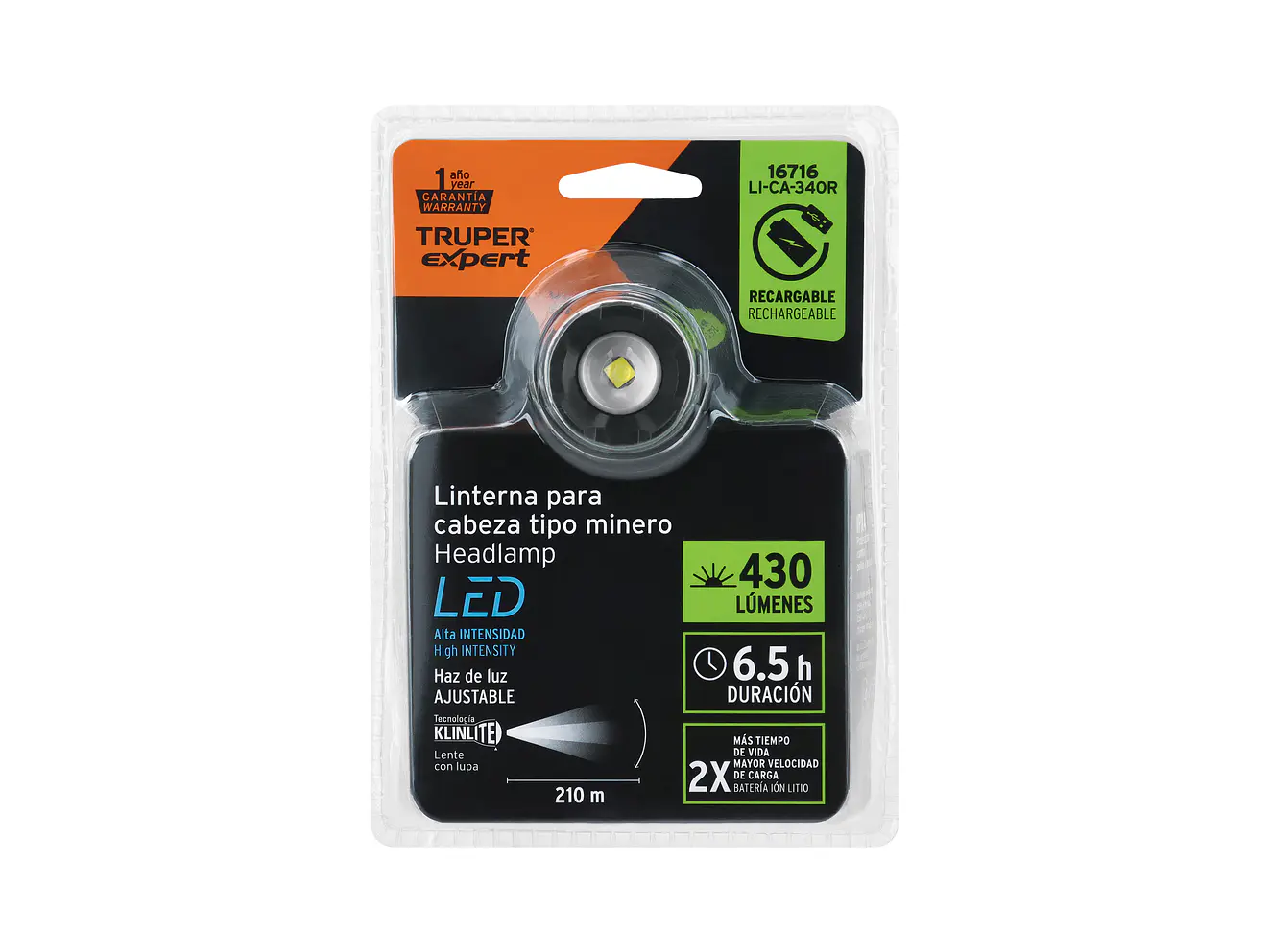 Linterna tipo minero con LEDS Truper 16716, recargable, 120 lm  - Foto 7 | aztools.co