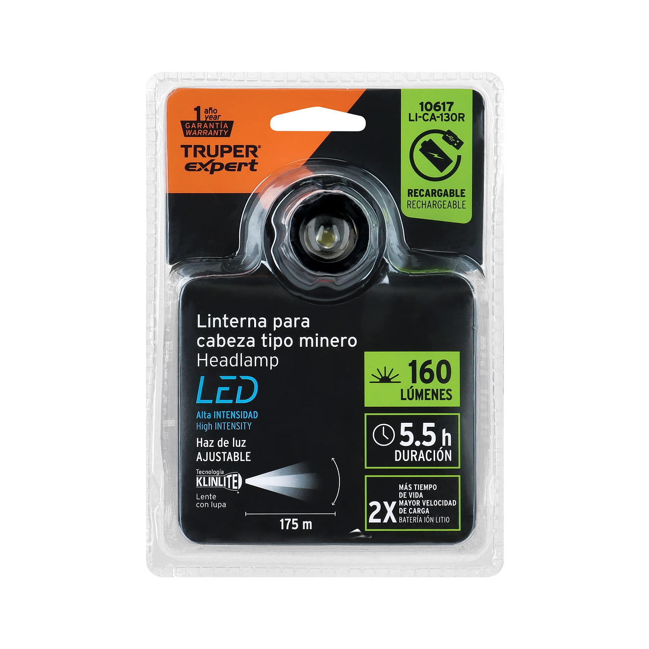 Linterna tipo minero con LEDS Truper 10617, recargable, 60 lm  7