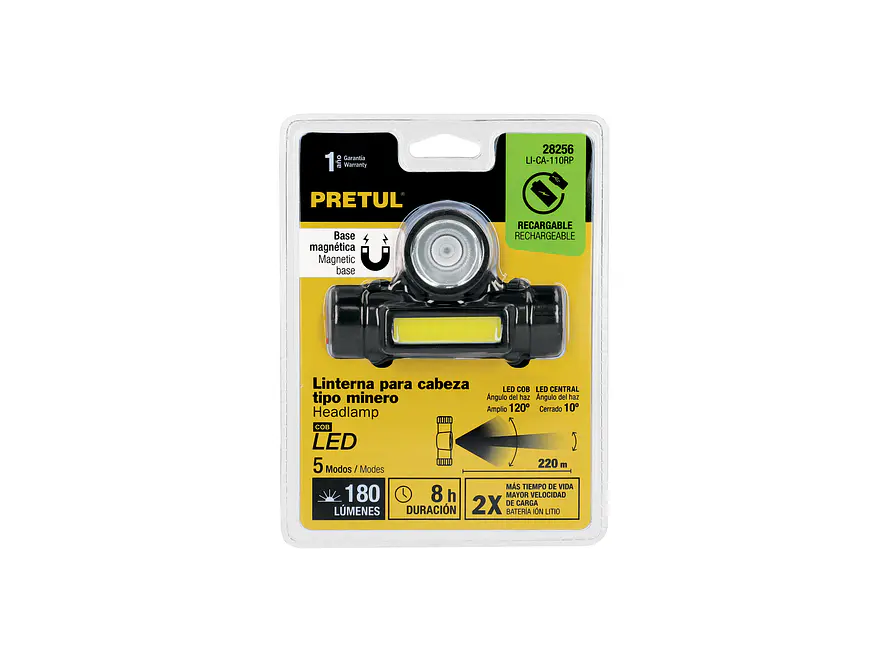 Linterna de Minero LED Pretul 28256, Recargable, 180 lm, con Imán - Foto 6 | aztools.co