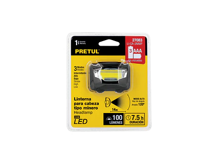 Linterna de minero LED 100 lm Pretul 27083 de 3 pilas AAA,  - Foto 7 | aztools.co