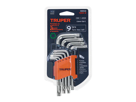 Juego de 9 llaves torx Truper 15554, organizador abatible  - Foto 4 | aztools.co