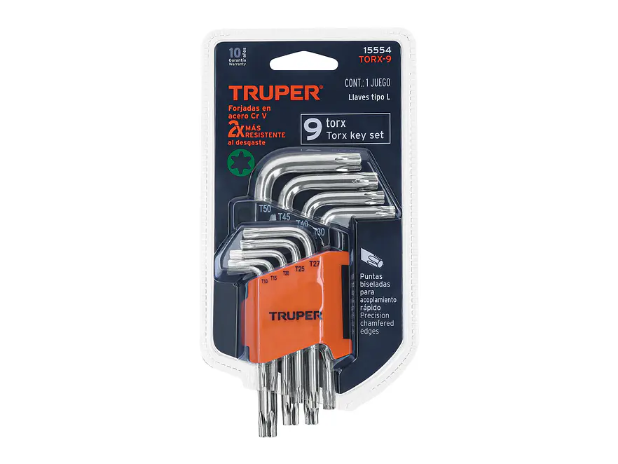 Juego de 9 llaves torx Truper 15554, organizador abatible  - Foto 4 | aztools.co