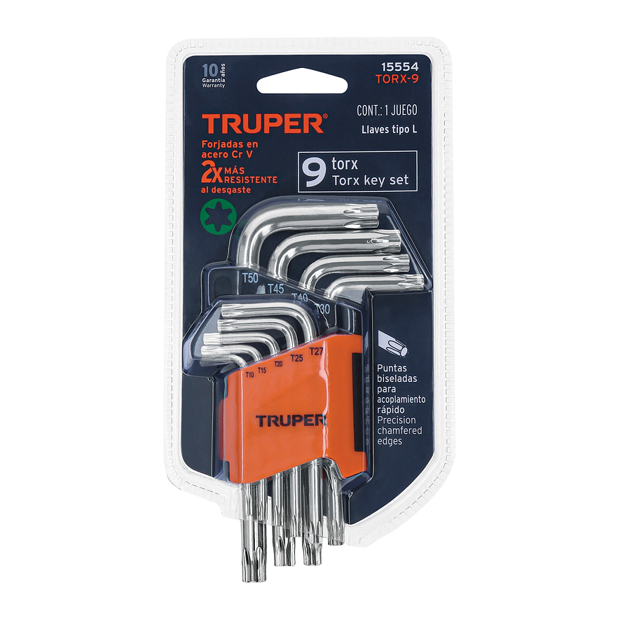 Juego de 9 llaves torx Truper 15554, organizador abatible  4