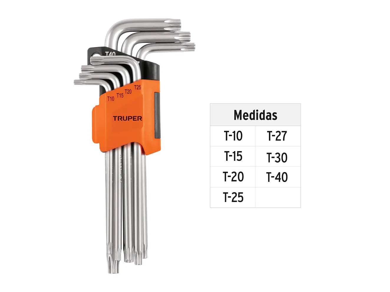 Juego de 7 llaves torx largas Truper 15553, organizador abatible  - Foto 3 | aztools.co