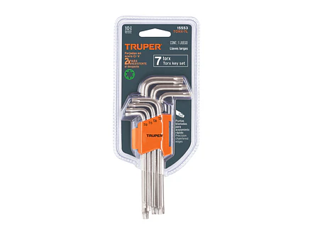 Juego de 7 llaves torx largas Truper 15553, organizador abatible  - Foto 4 | aztools.co