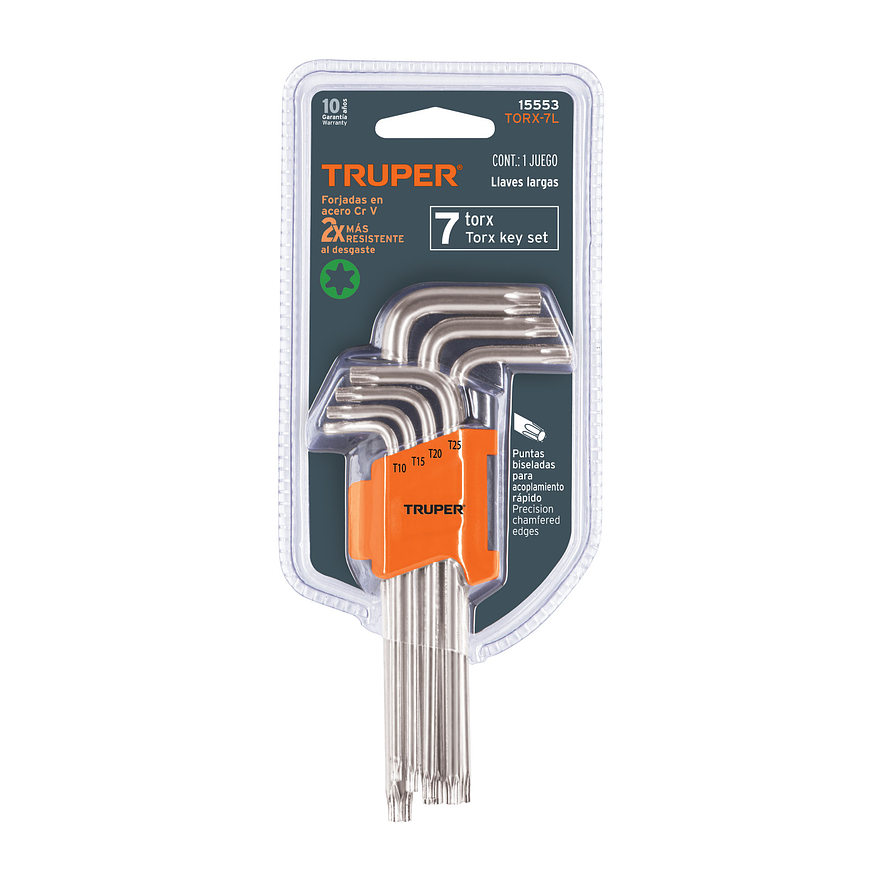 Juego de 7 llaves torx largas Truper 15553, organizador abatible  4