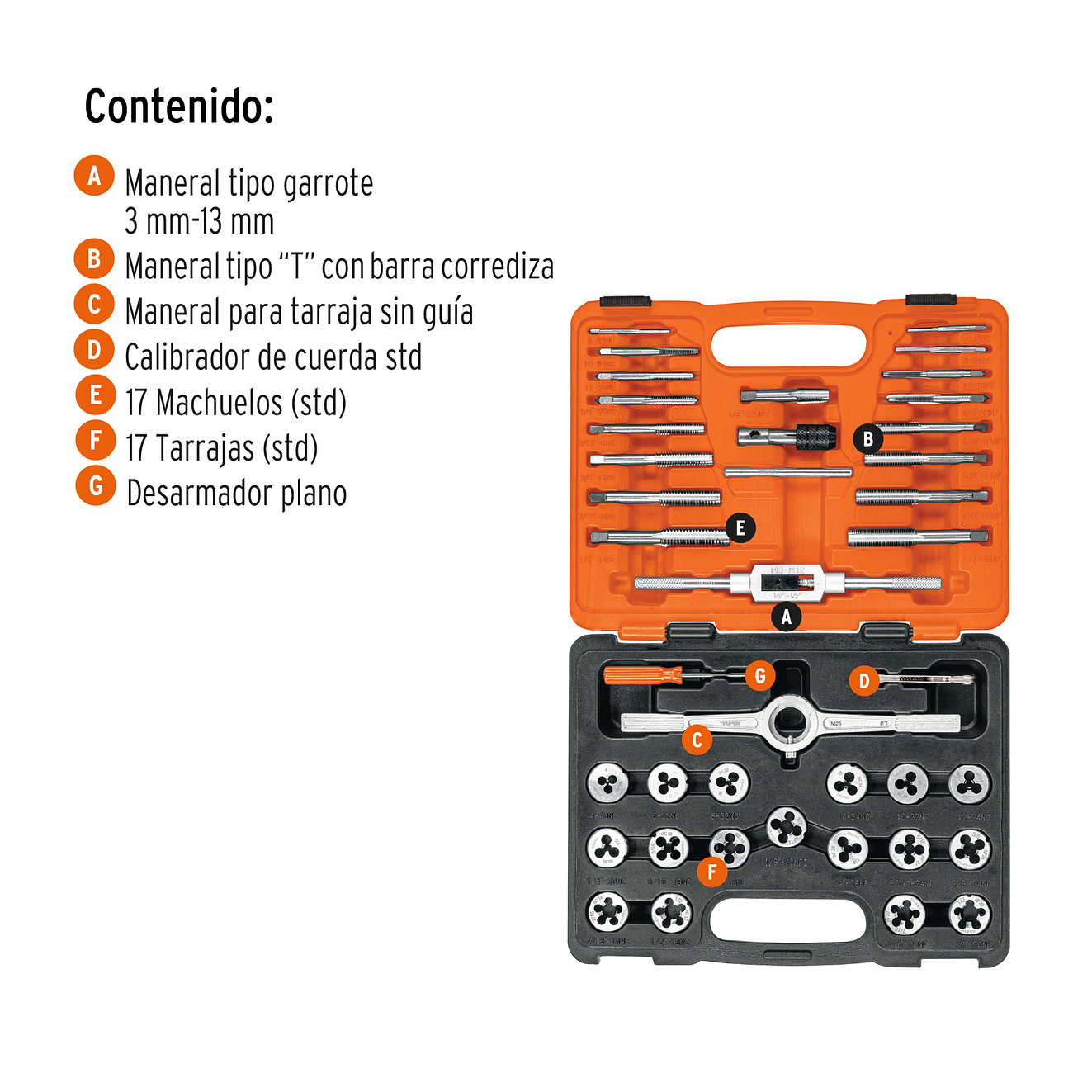 Juego de machos y tarrajas Truper 11442, 40 piezas  2