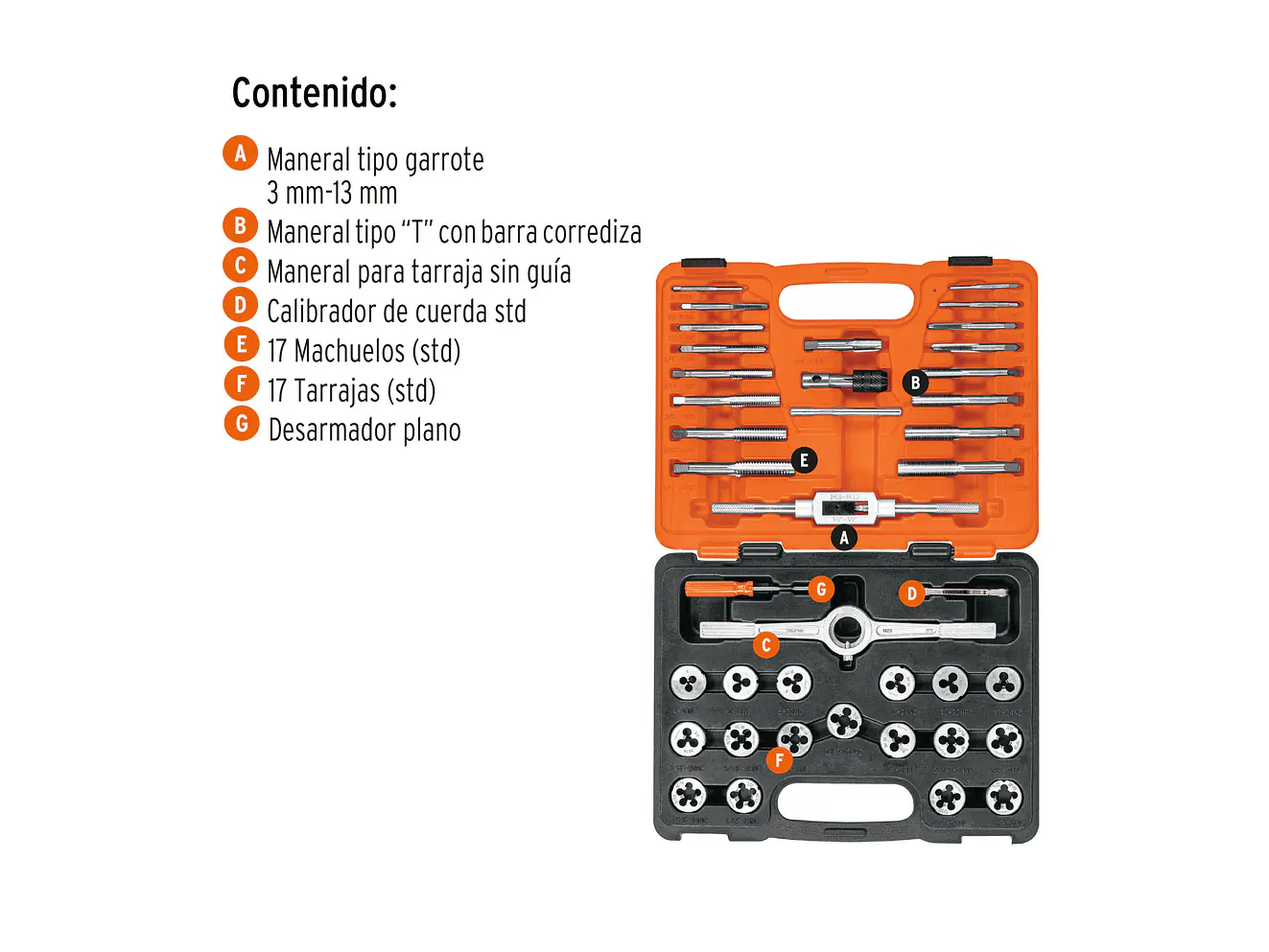 Juego de machos y tarrajas Truper 11442, 40 piezas  - Foto 2 | aztools.co