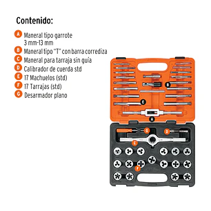 Juego de machos y tarrajas Truper 11442, 40 piezas 