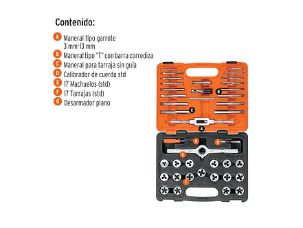 Juego de machos y tarrajas Truper 11442, 40 piezas  - Foto 2 | aztools.co