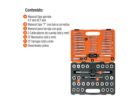 Juego de machos y tarrajas Truper 11443, 60 piezas  - Foto 3 | aztools.co