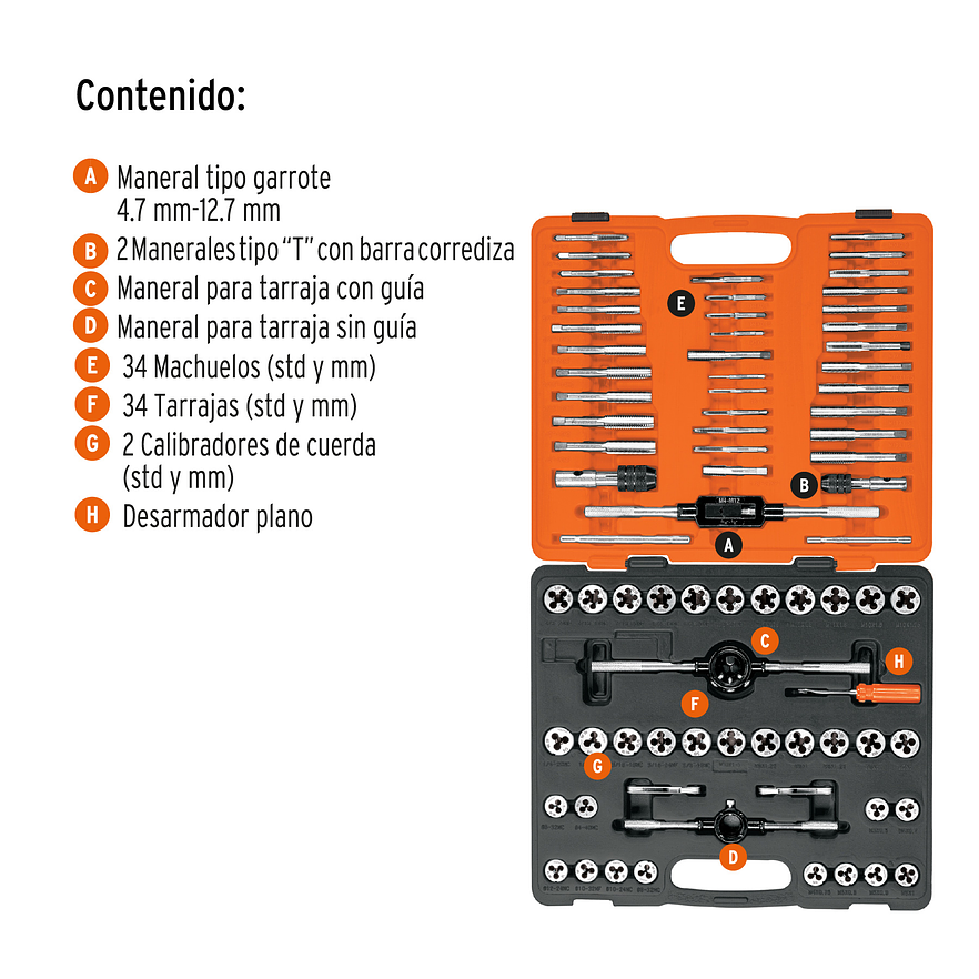 Juego de machos y tarrajas Truper 12443, 76 piezas  2