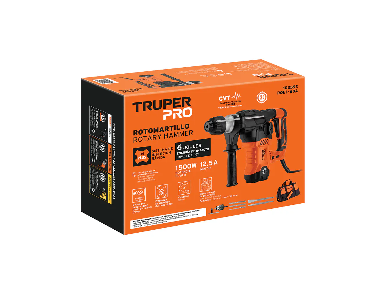 Rotomartillo SDS Plus 6 Joules Truper 103592, 1500W,  - Foto 3 | aztools.co